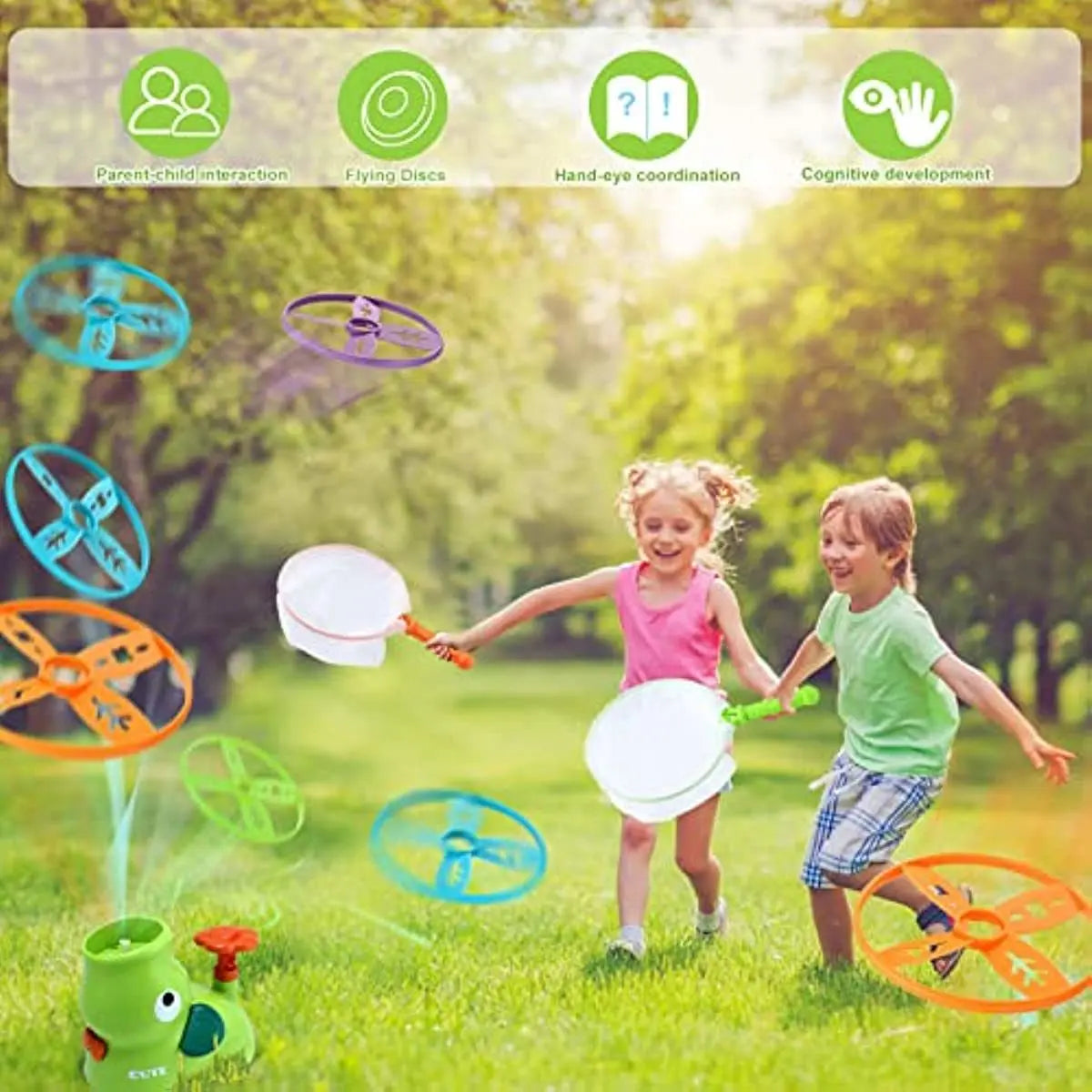 Outdoor Toys for Kids Ages 4-8: Elephant Butterfly Catching Game - Toddler Chasing Toy 3 4 5 6 7 Year Old Boys Girl Flying Spinner Toy Disc Rocket Launcher Kid Age 8-12 Gifts Fun Family Outside Games - VINE GLOBAL