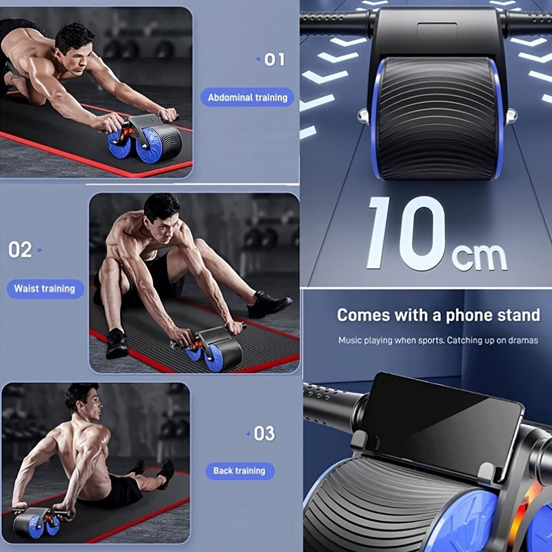 1pc Rebound Abdominal Roller Wheel For Abdominal Exercise Fitness With Knee Mat; Home Fitness Equipment For Abs Workout - VINE GLOBAL