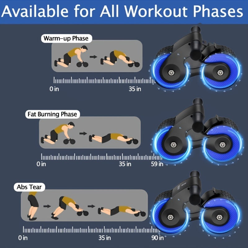1pc Rebound Abdominal Roller Wheel For Abdominal Exercise Fitness With Knee Mat; Home Fitness Equipment For Abs Workout - VINE GLOBAL