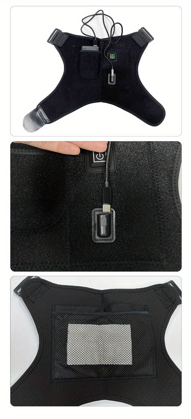 USB Heated Shoulder Massager Shoulder Brace; Electric Heated Knee Elbow Shoulder Brace Wrap; Vibration Knee Heating Pad; Heating Pad For Knee Elbow Shoulder Relax Shoulder Warmers - VINE GLOBAL