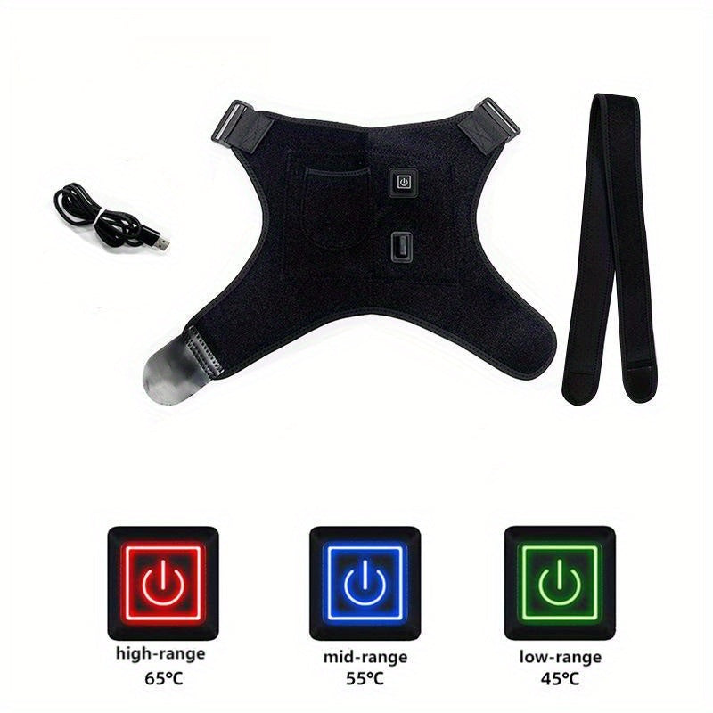 USB Heated Shoulder Massager Shoulder Brace; Electric Heated Knee Elbow Shoulder Brace Wrap; Vibration Knee Heating Pad; Heating Pad For Knee Elbow Shoulder Relax Shoulder Warmers - VINE GLOBAL
