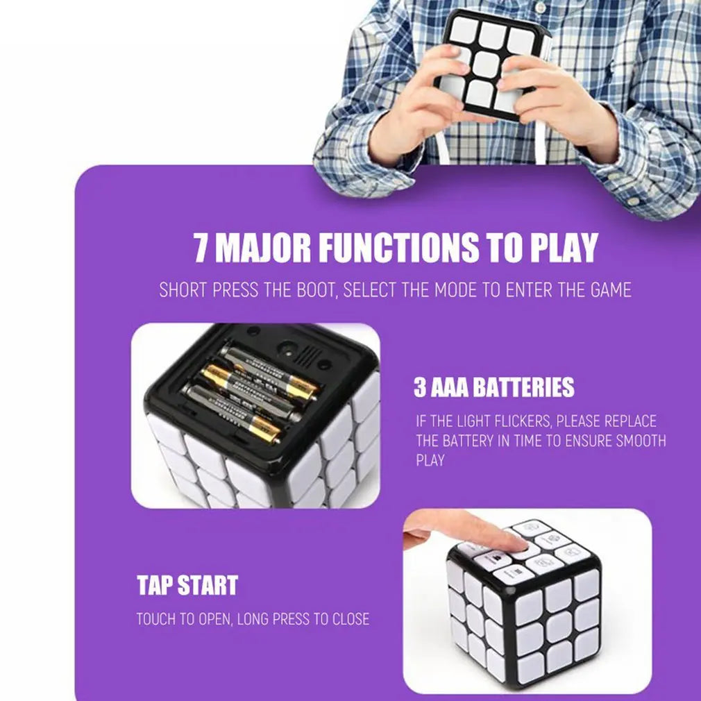 Smart Voice Cube 3X3 Magic Electronic Flashing Cube Kid Intelligence Develop Toys Magnetic Memory Brain Game Modes Fun Gift - VINE GLOBAL