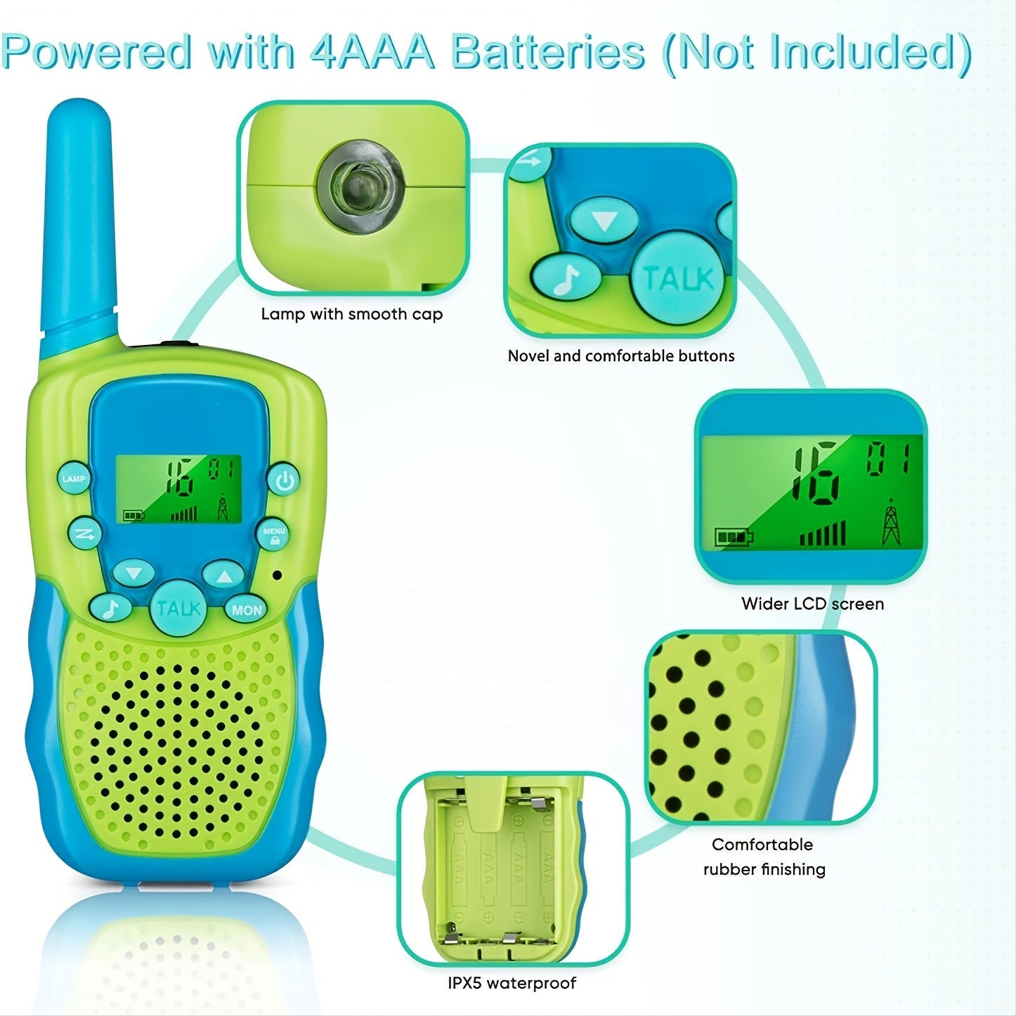 2pcs/pack Kids Walkie Talkie 22 Channel Bidirectional Wireless Radio Toy With Backlight LCD Flashlight For Outdoor; Camping; 3km Range Hiking - VINE GLOBAL