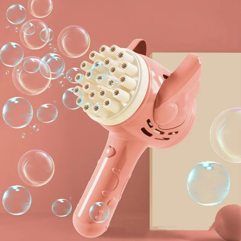 Bubble Hammer Gun Children Gift Toys Small Fan Soap Bubbles Gun Kids Toys 23 Hole Bubbles Machine Angel Bubble Gun Removable - VINE GLOBAL