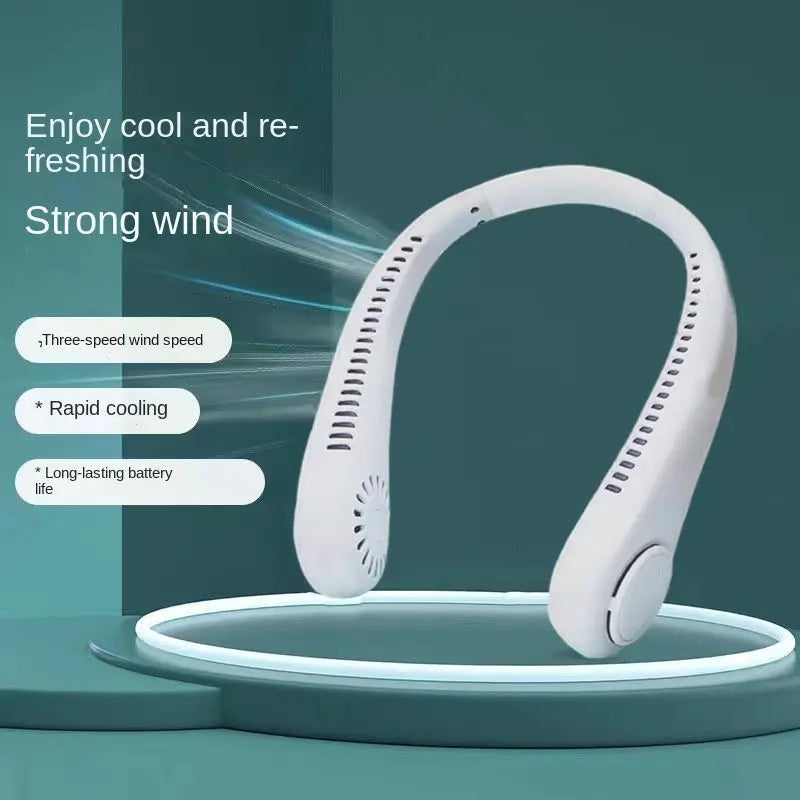 Trendy Silicone Neck Hung Fan Portable Lazy Silent Neck Hung Fan Outdoor Sports For Men Women Kids Home Office Travel Outdoor - VINE GLOBAL