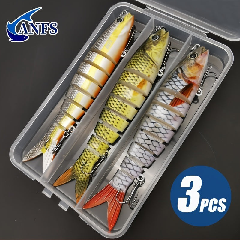 3pcs 8 Segment Fishing Lure Multi Jointed Artificial Bait Slow Sinking Bionic Fishing Bait Ice Fishing Gear - VINE GLOBAL