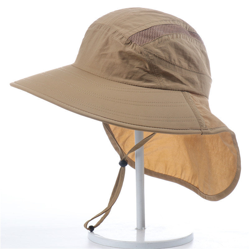 Wide Brim Sun Screen Hat With Neck Flap; Adjustable Waterproof Quick-drying Outdoor Hiking Fishing Cap For Men Women - VINE GLOBAL