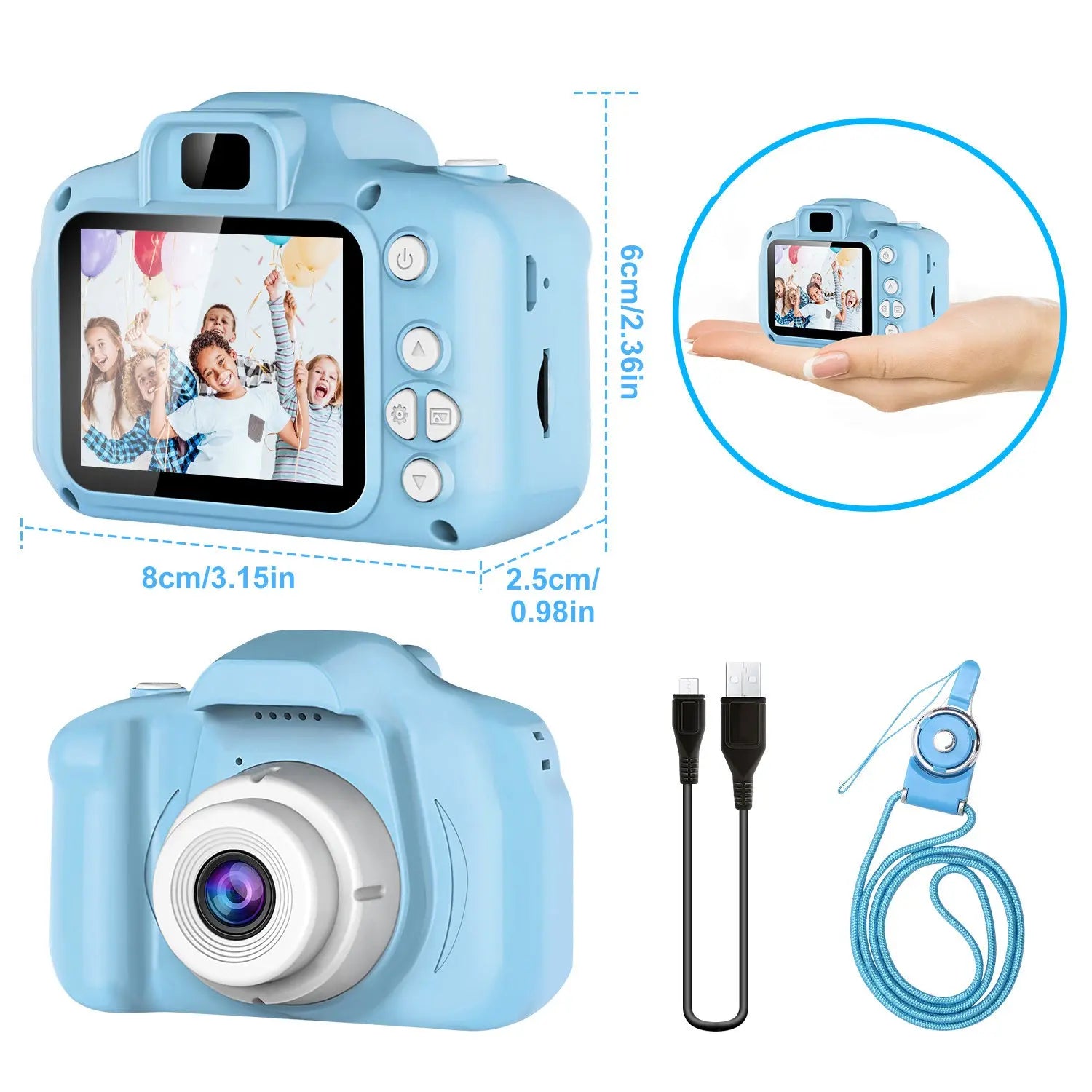 Kids Digital Camera w/ 2.0' Screen 12MP 1080P FHD Video Camera 4X Digital Zoom Games - VINE GLOBAL