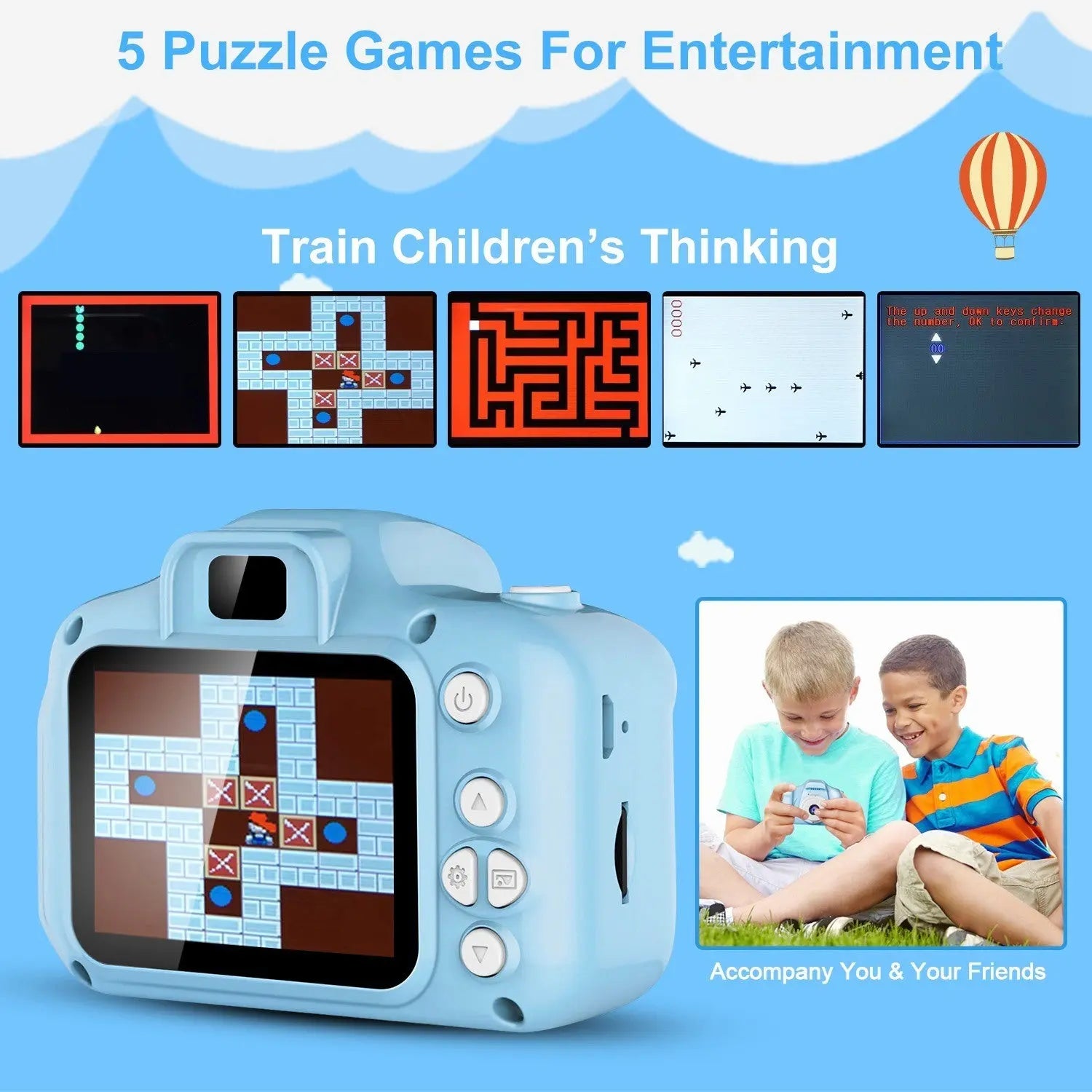 Kids Digital Camera w/ 2.0' Screen 12MP 1080P FHD Video Camera 4X Digital Zoom Games - VINE GLOBAL
