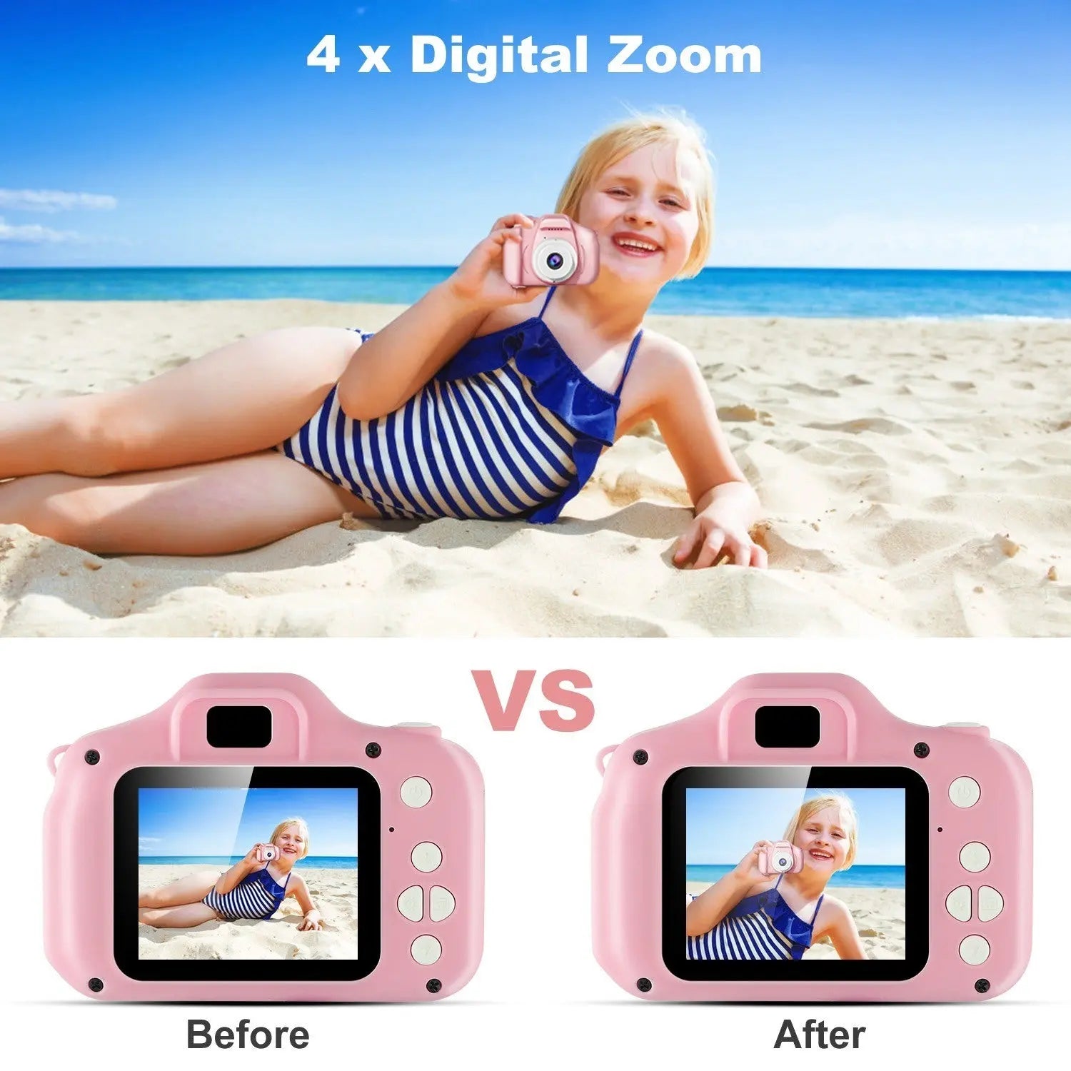 Kids Digital Camera w/ 2.0' Screen 12MP 1080P FHD Video Camera 4X Digital Zoom Games - VINE GLOBAL