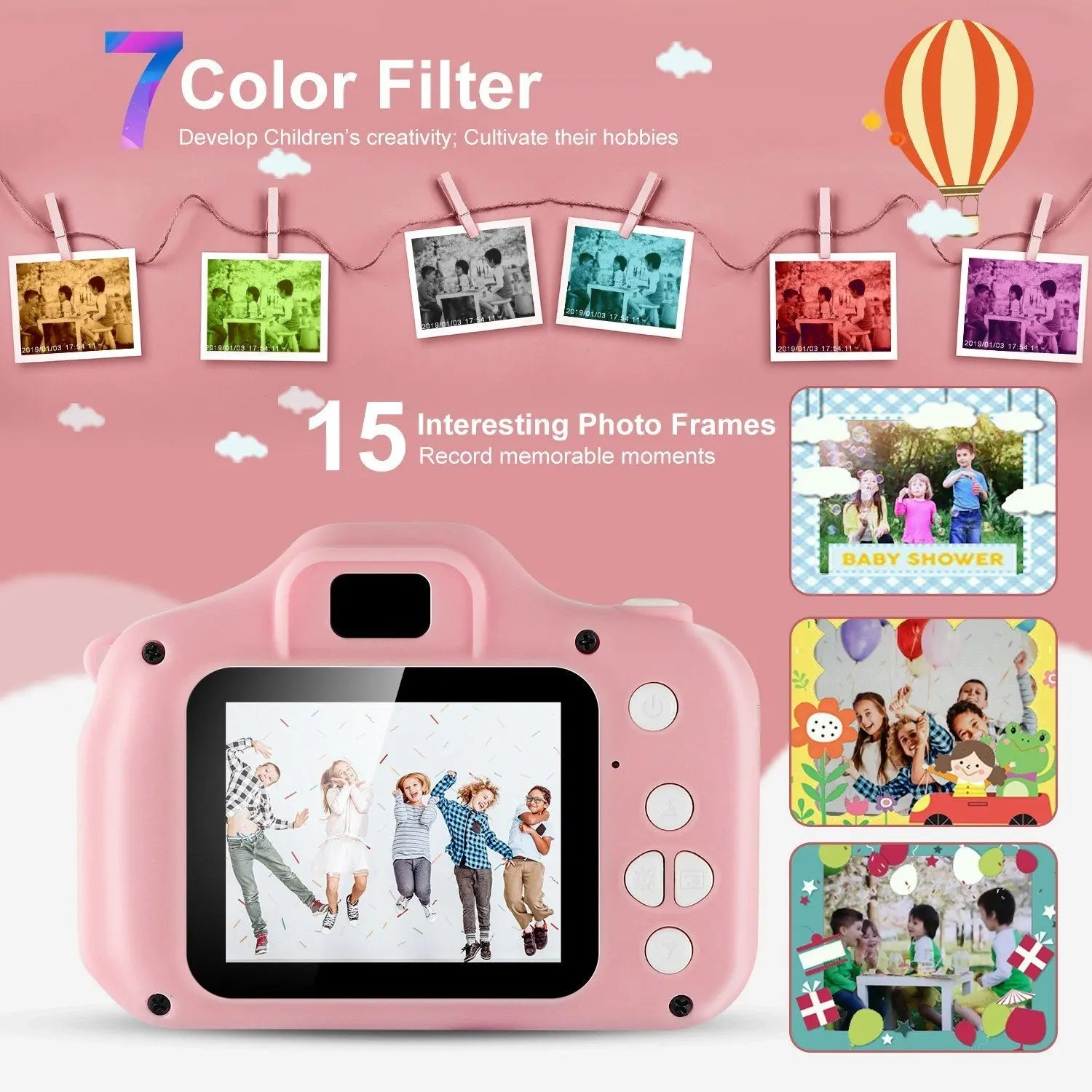 Kids Digital Camera w/ 2.0' Screen 12MP 1080P FHD Video Camera 4X Digital Zoom Games - VINE GLOBAL