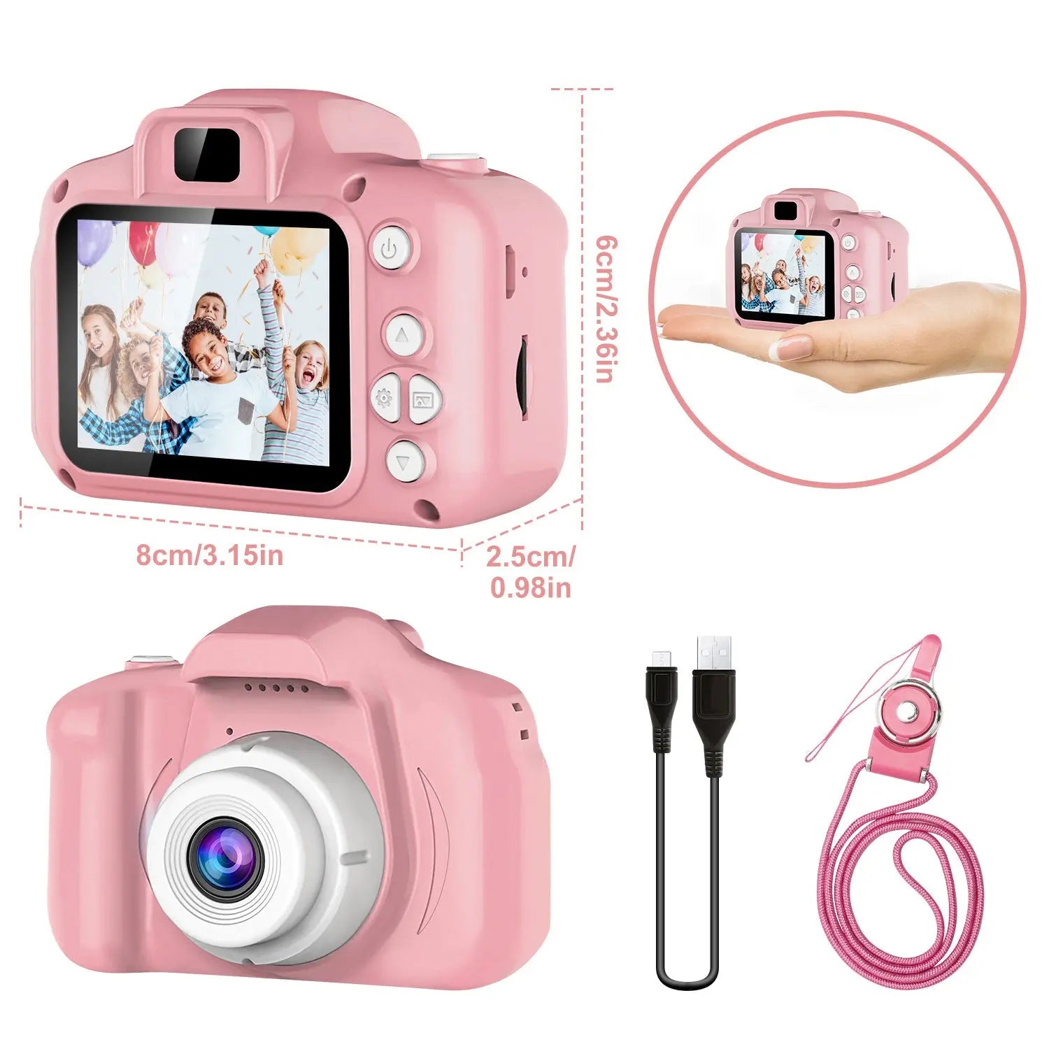 Kids Digital Camera w/ 2.0' Screen 12MP 1080P FHD Video Camera 4X Digital Zoom Games - VINE GLOBAL