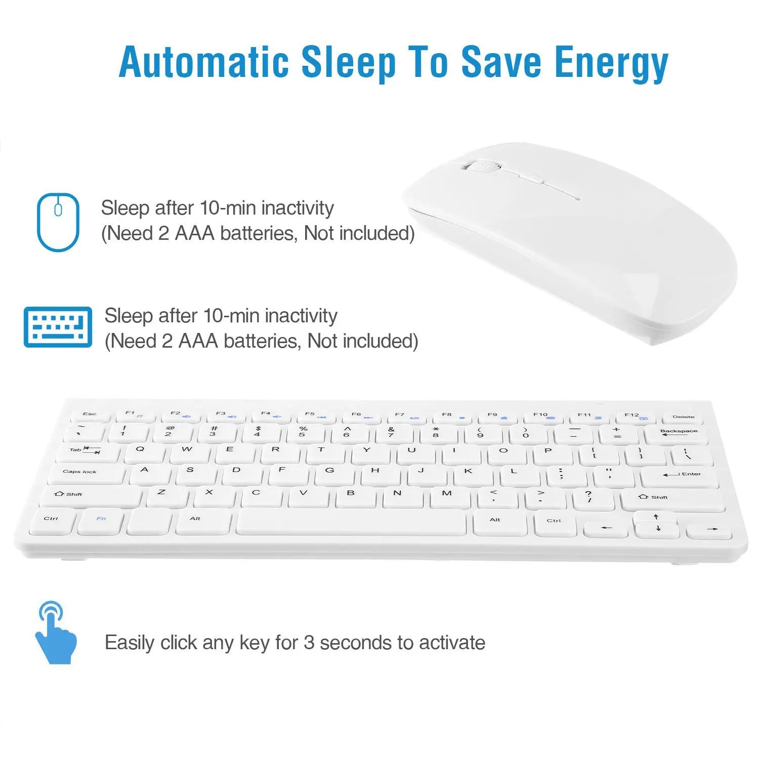 Wireless Keyboard and Mouse 2.4GHz Multimedia Mini Keyboard Mouse Combos USB Receiver - VINE GLOBAL
