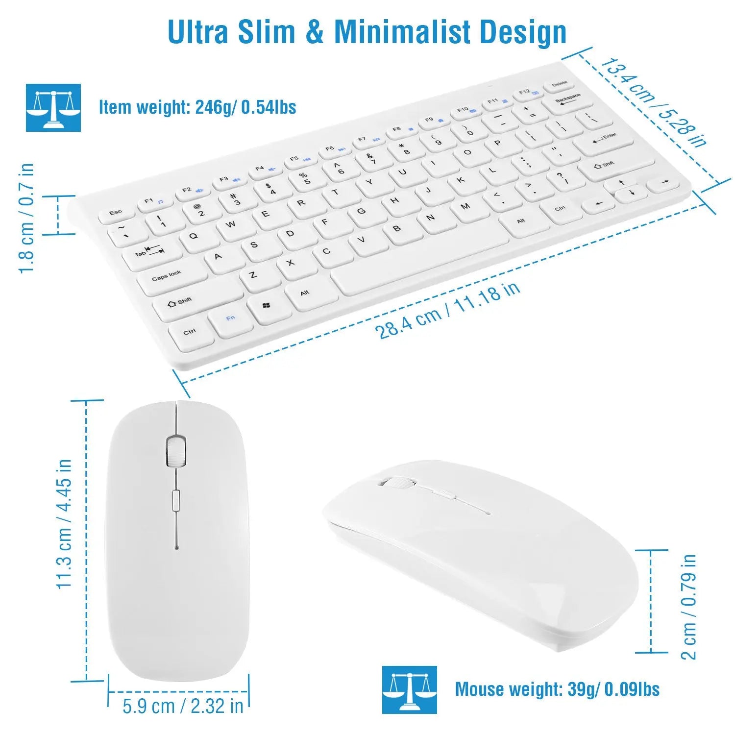 Wireless Keyboard and Mouse 2.4GHz Multimedia Mini Keyboard Mouse Combos USB Receiver - VINE GLOBAL