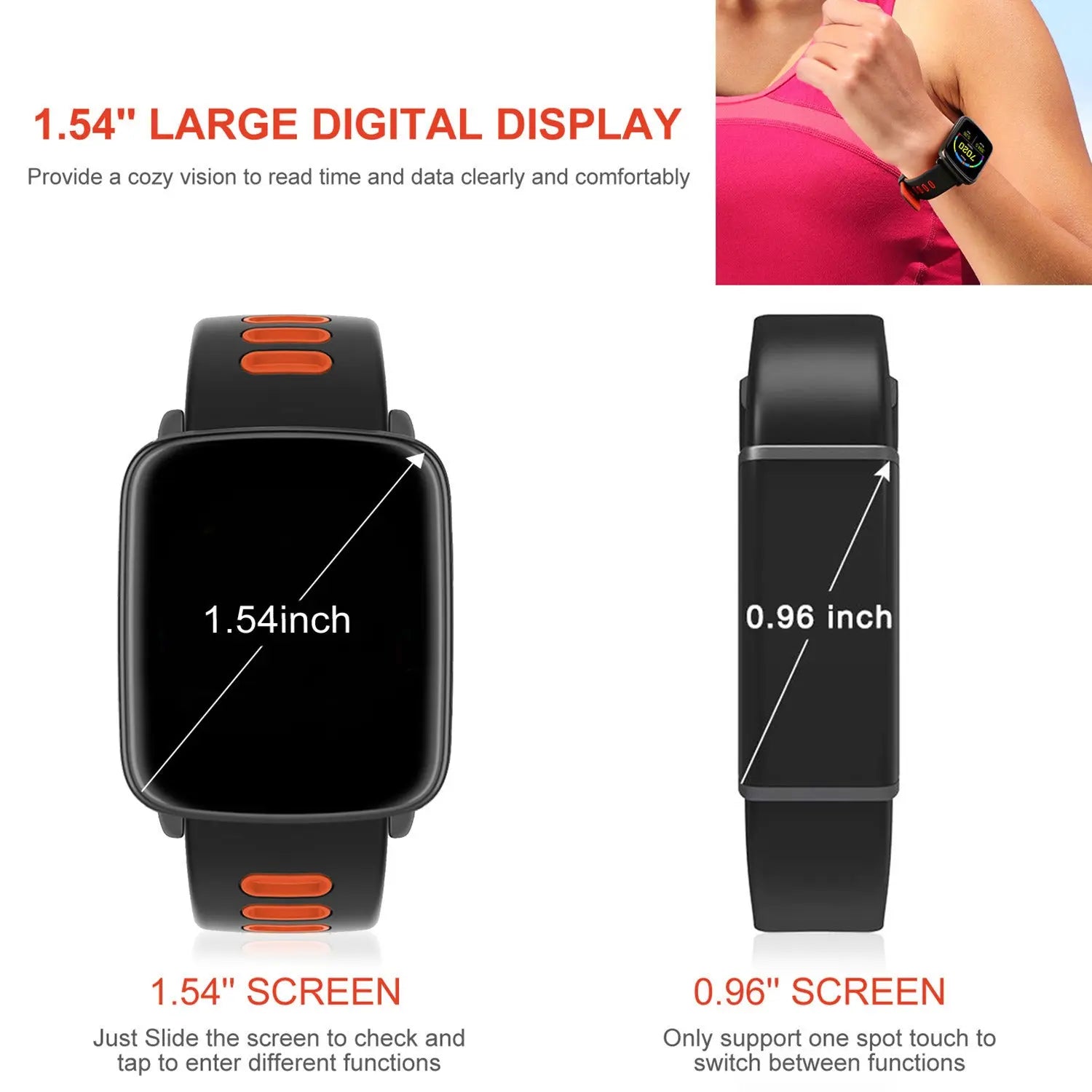Smart Watch Fitness Tracker 1.54'' Color Screen IP68 Waterproof Activity Tracker - VINE GLOBAL