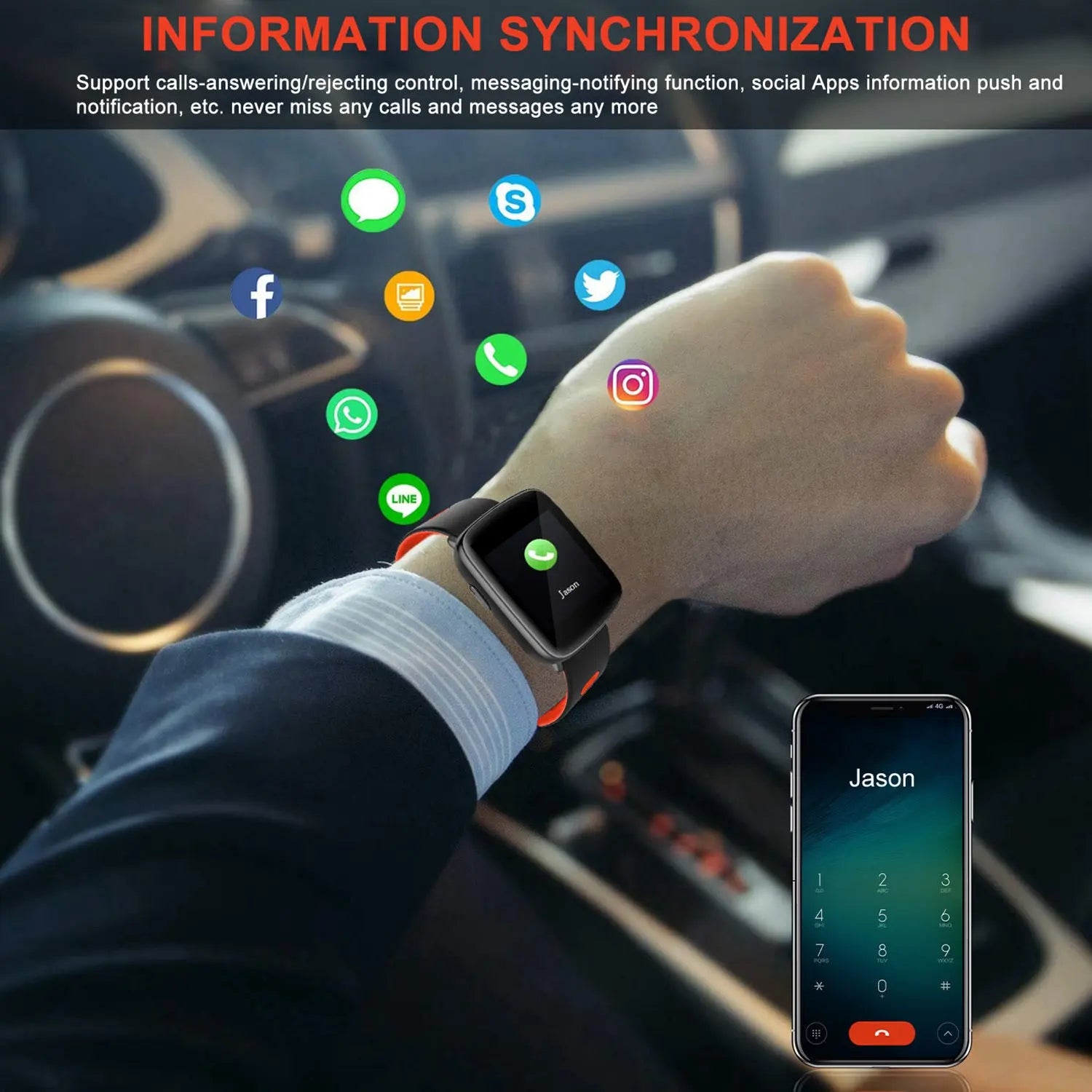 Smart Watch Fitness Tracker 1.54'' Color Screen IP68 Waterproof Activity Tracker - VINE GLOBAL