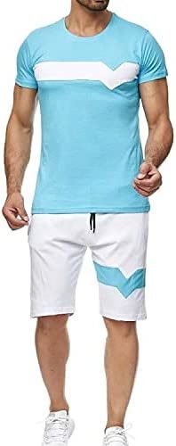 Men's Splicing 2 Piece Tracksuits Casual Short Sleeve Shirts and Shorts Suits - VINE GLOBAL