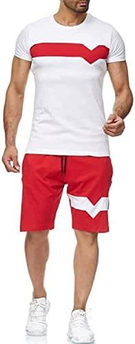 Men's Splicing 2 Piece Tracksuits Casual Short Sleeve Shirts and Shorts Suits - VINE GLOBAL