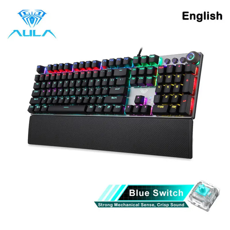 F2088 Mechanical Gaming Keyboard Anti-ghosting 104 brown Switch blue Wired Mixed Backlit Keyborad for Game Laptop PC - VINE GLOBAL