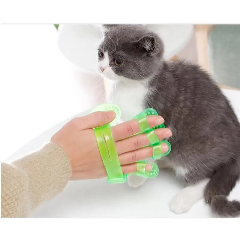 Pet Cat Grooming Comb Five Finger Pet Bath Brush Cat Dog Shower Massager Pet Grooming Deshedding Glove - VINE GLOBAL