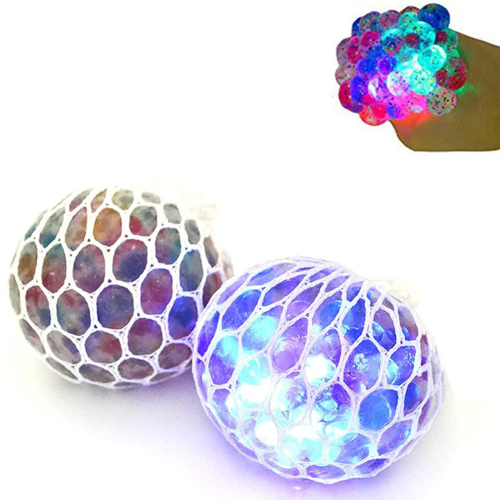 Grape Squeeze Stress Mesh Balls 2Pcs LED Kids Sensory Toys - VINE GLOBAL