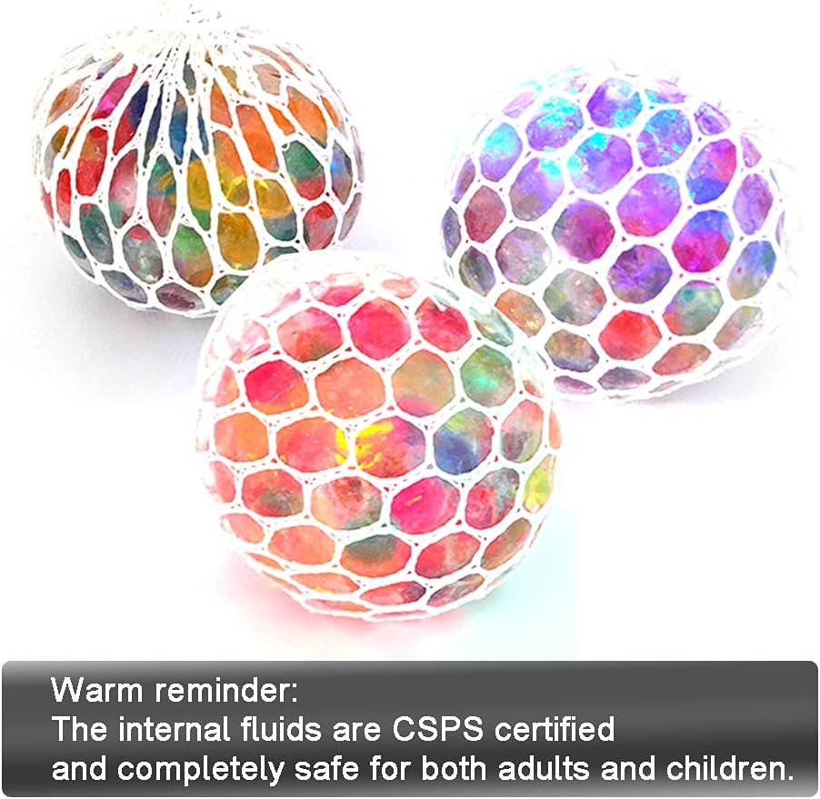 Grape Squeeze Stress Mesh Balls 2Pcs LED Kids Sensory Toys - VINE GLOBAL