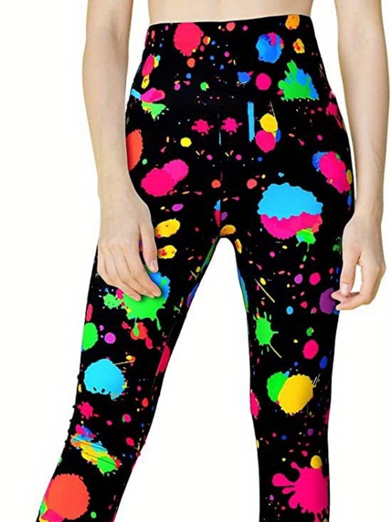 Throwing Print Butt-Lifting Sexy Yoga Pants, High Waist Slim Fit Mid-Stretch Fitness Workout Pants, Women's Activewear - VINE GLOBAL