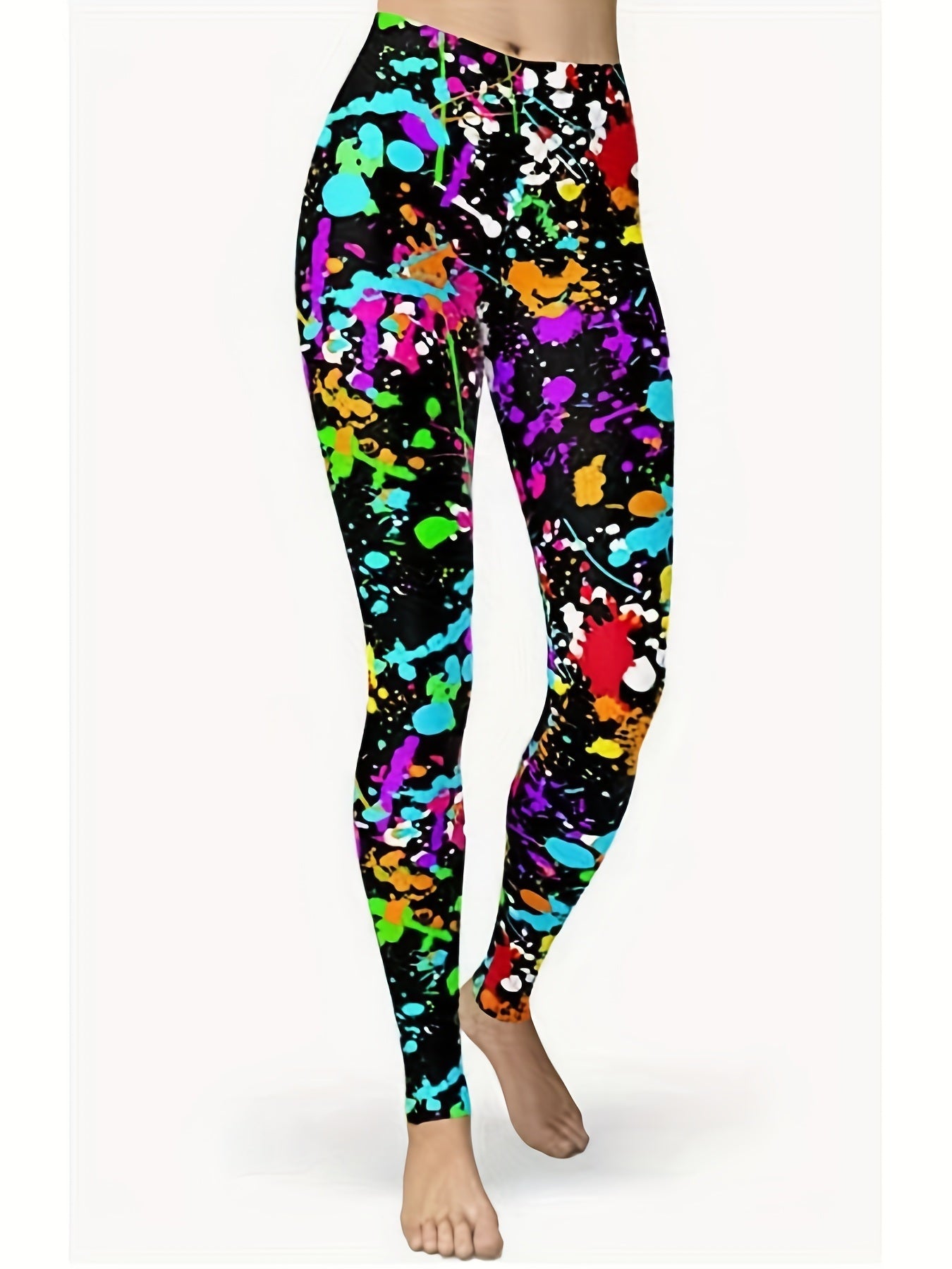 Throwing Print Butt-Lifting Sexy Yoga Pants, High Waist Slim Fit Mid-Stretch Fitness Workout Pants, Women's Activewear - VINE GLOBAL