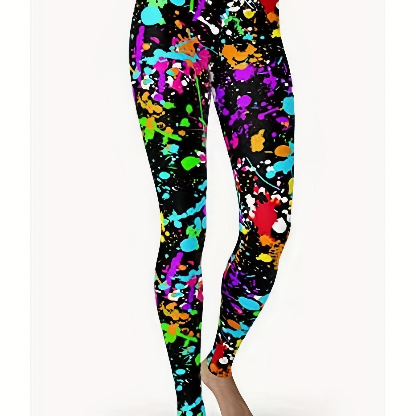 Throwing Print Butt-Lifting Sexy Yoga Pants, High Waist Slim Fit Mid-Stretch Fitness Workout Pants, Women's Activewear - VINE GLOBAL