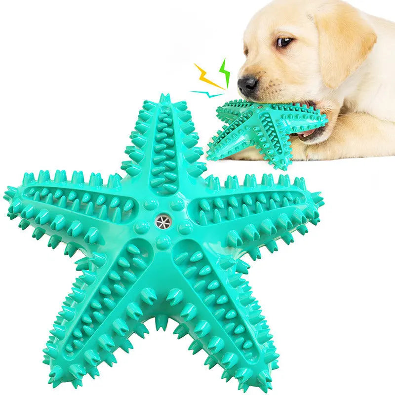 Sea Star Shaped Dog Toothbrush with Sound Pet Teeth Grinding Toy Dog Sound Toy - VINE GLOBAL