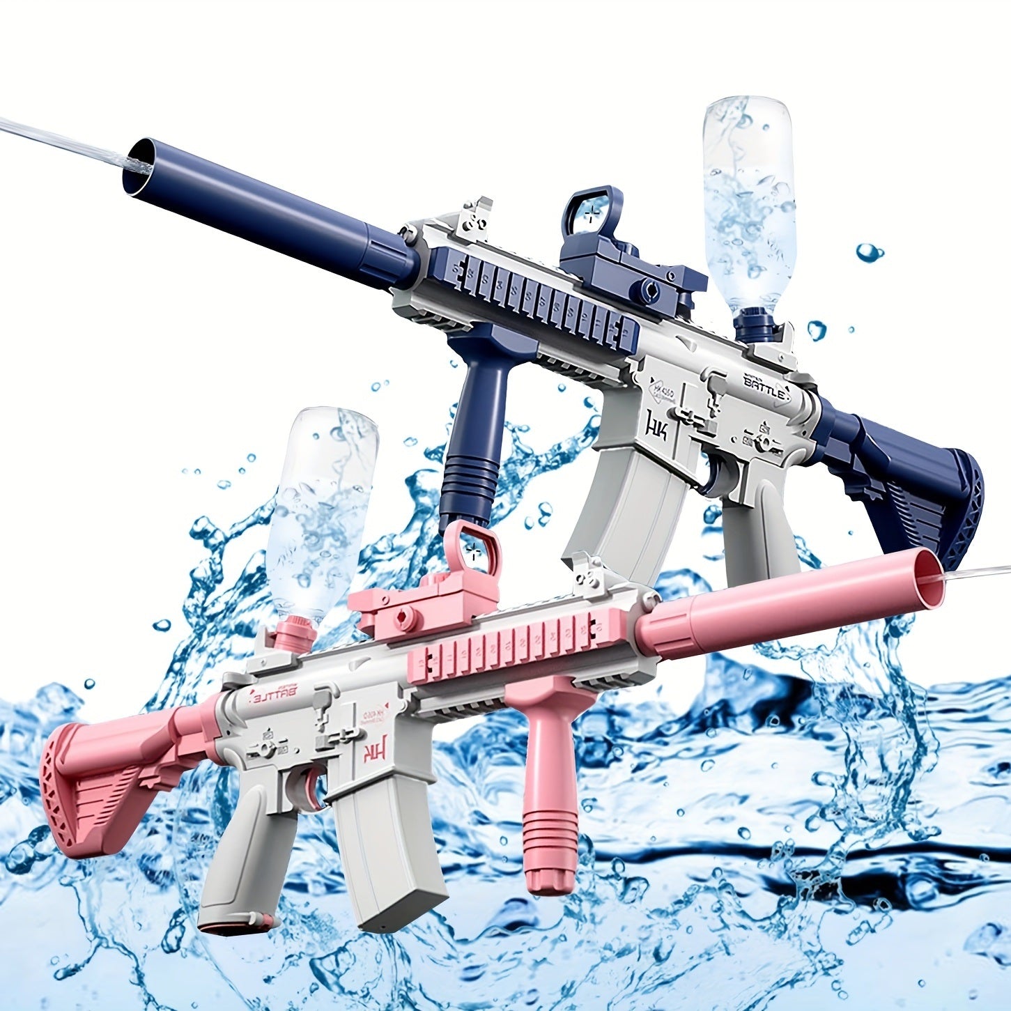 M416 Electric Water Gun - Powerful Water Soaker With External Water Bottle Connection - Up To 20 FT Long Range Automatic Toy For Kids & Adults - Perfect For Outdoor Water Pool Shooting Games - VINE GLOBAL