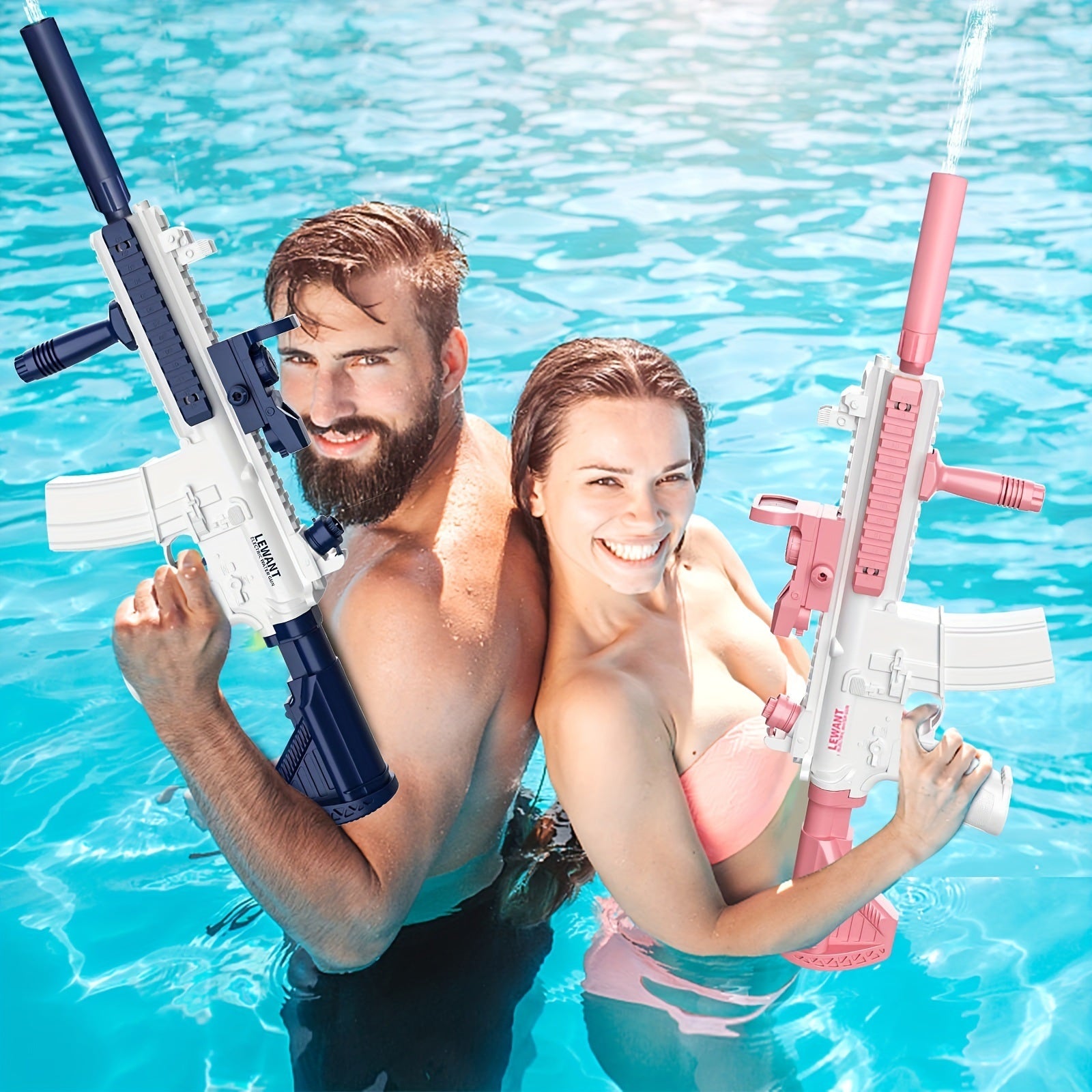 M416 Electric Water Gun - Powerful Water Soaker With External Water Bottle Connection - Up To 20 FT Long Range Automatic Toy For Kids & Adults - Perfect For Outdoor Water Pool Shooting Games - VINE GLOBAL