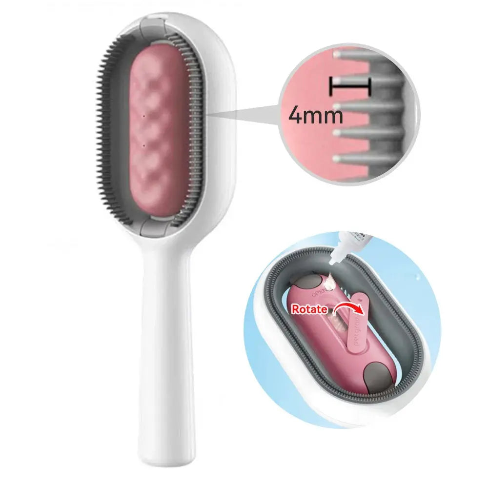 Cat Hair Brush With Water, Sticky Brush For Cats, 4 In-1 Cat Grooming Brush Creative Update Cat Dog Grooming Comb With Water Tank Double-Sided Hair Removal Brush Kitten Pet Supplies Accessories - VINE GLOBAL