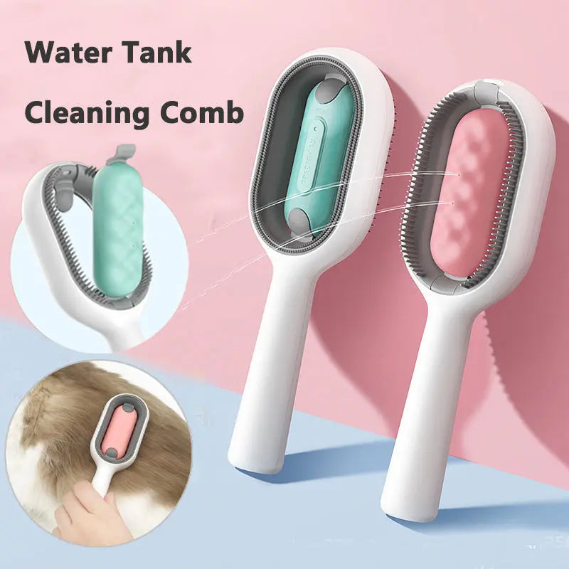Cat Hair Brush With Water, Sticky Brush For Cats, 4 In-1 Cat Grooming Brush Creative Update Cat Dog Grooming Comb With Water Tank Double-Sided Hair Removal Brush Kitten Pet Supplies Accessories - VINE GLOBAL