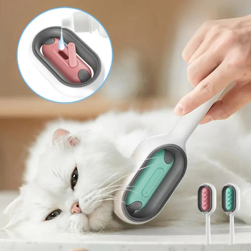 Cat Hair Brush With Water, Sticky Brush For Cats, 4 In-1 Cat Grooming Brush Creative Update Cat Dog Grooming Comb With Water Tank Double-Sided Hair Removal Brush Kitten Pet Supplies Accessories - VINE GLOBAL