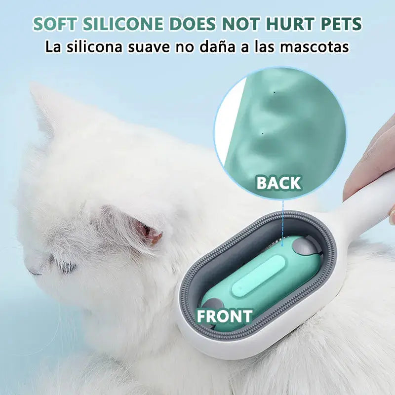 Cat Hair Brush With Water, Sticky Brush For Cats, 4 In-1 Cat Grooming Brush Creative Update Cat Dog Grooming Comb With Water Tank Double-Sided Hair Removal Brush Kitten Pet Supplies Accessories - VINE GLOBAL