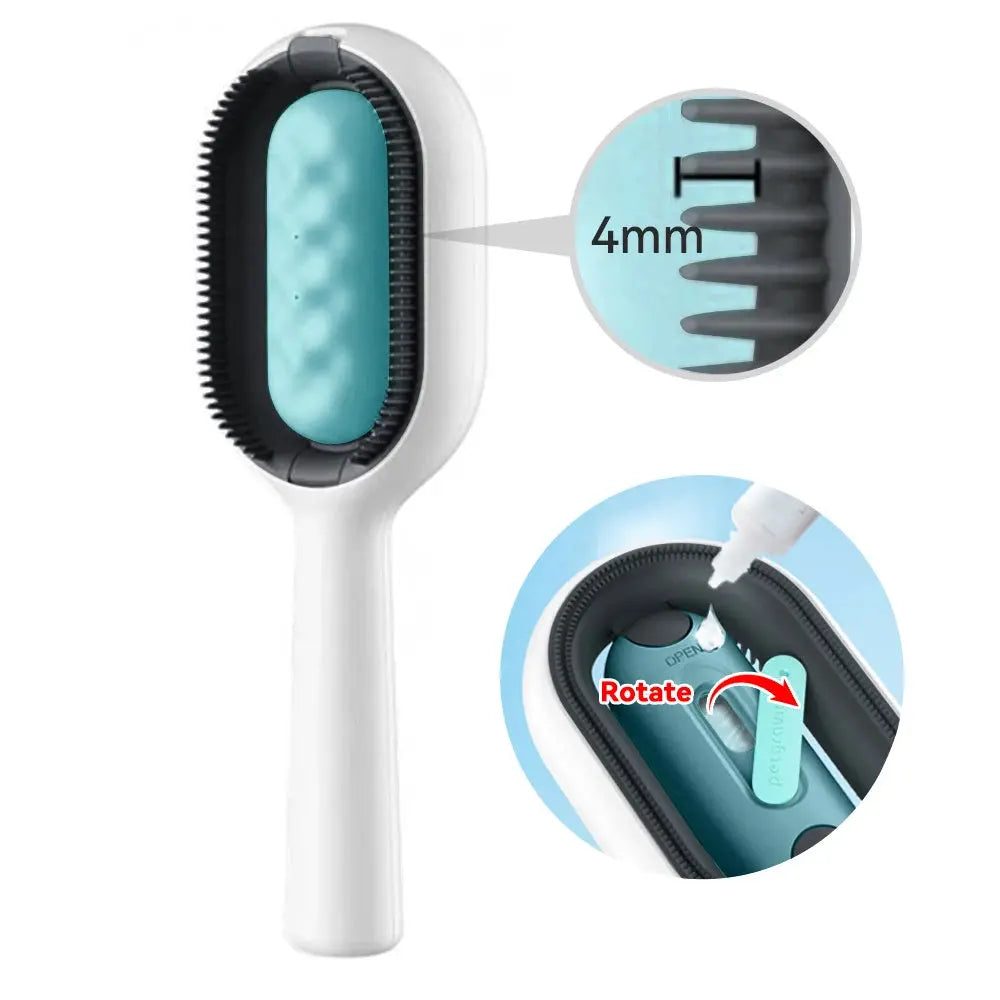 Cat Hair Brush With Water, Sticky Brush For Cats, 4 In-1 Cat Grooming Brush Creative Update Cat Dog Grooming Comb With Water Tank Double-Sided Hair Removal Brush Kitten Pet Supplies Accessories - VINE GLOBAL