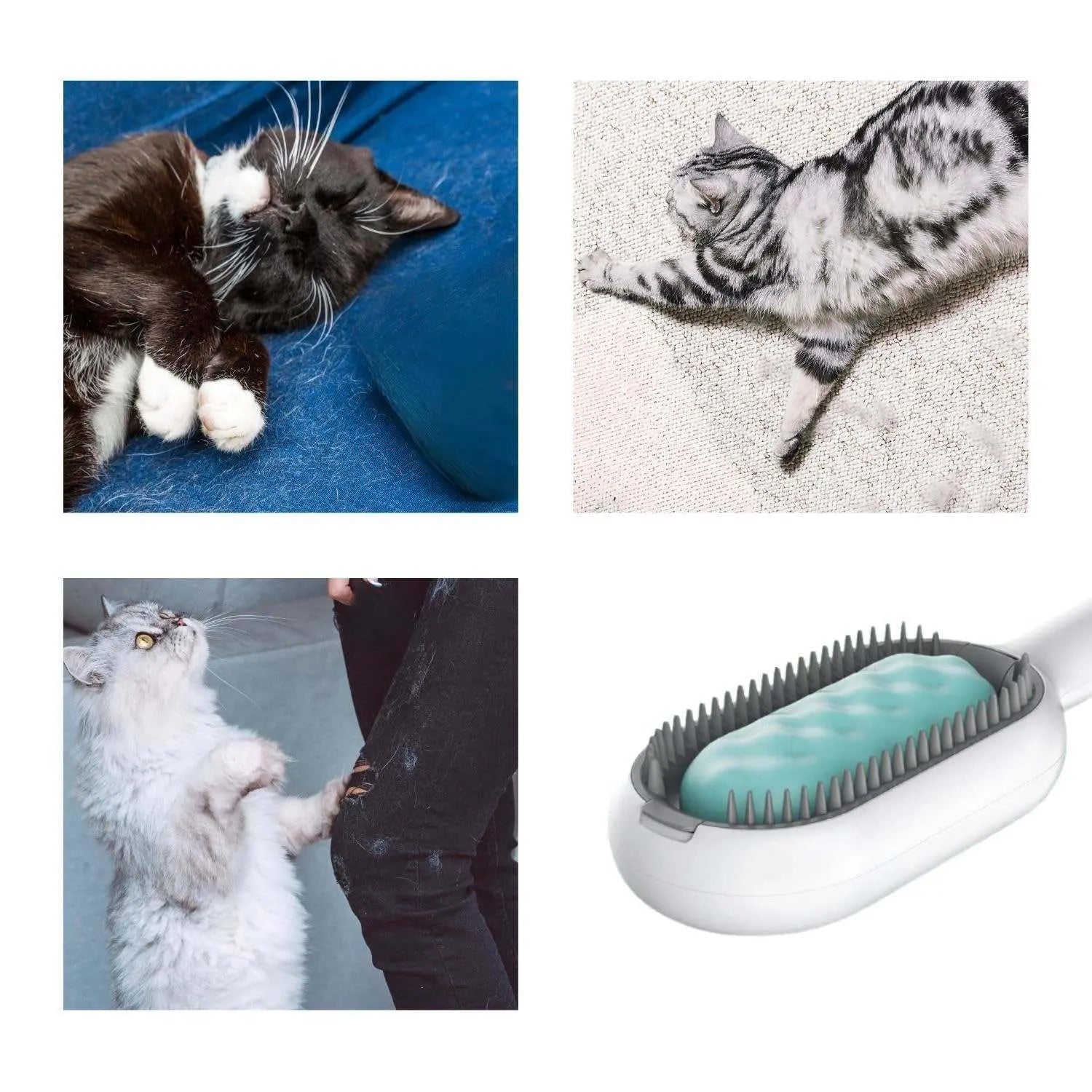 Cat Hair Brush With Water, Sticky Brush For Cats, 4 In-1 Cat Grooming Brush Creative Update Cat Dog Grooming Comb With Water Tank Double-Sided Hair Removal Brush Kitten Pet Supplies Accessories - VINE GLOBAL