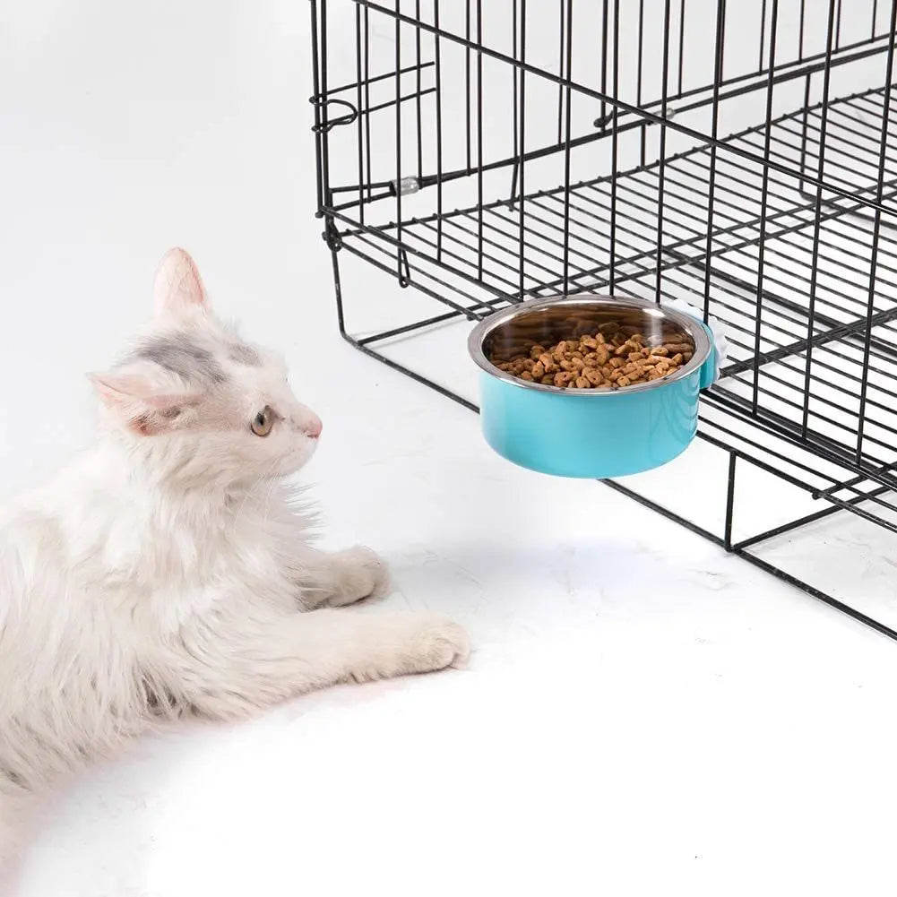 Removable Hanging Food Stainless Steel Water Bowl Cage Bowl for Dogs Cats Birds Small Animals - VINE GLOBAL