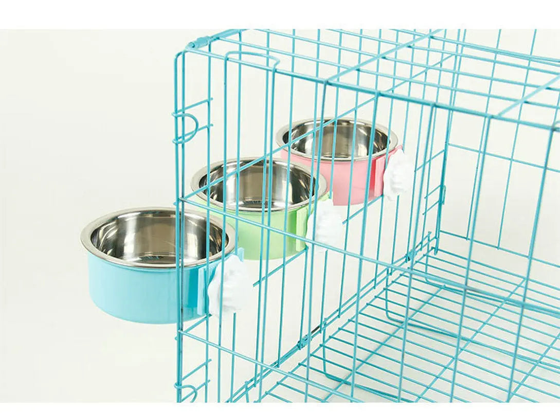 Removable Hanging Food Stainless Steel Water Bowl Cage Bowl for Dogs Cats Birds Small Animals - VINE GLOBAL
