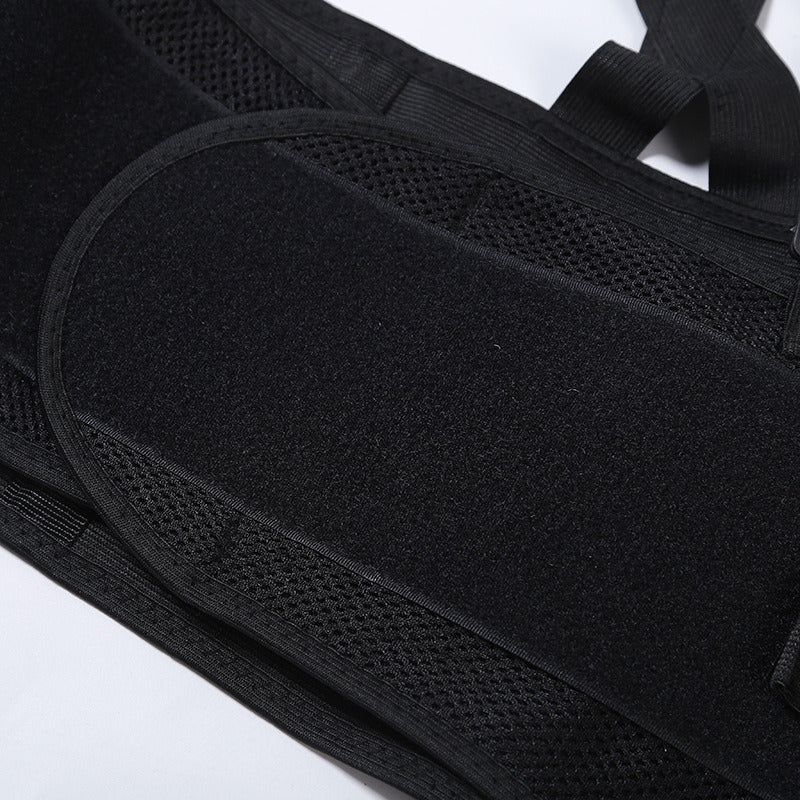 Adjustable Weightlifting Belt with Shoulder Strap Back Braces Support for Lower Back Pain Weight Lifting Support Movers Exercise Workout Fitness Black - VINE GLOBAL