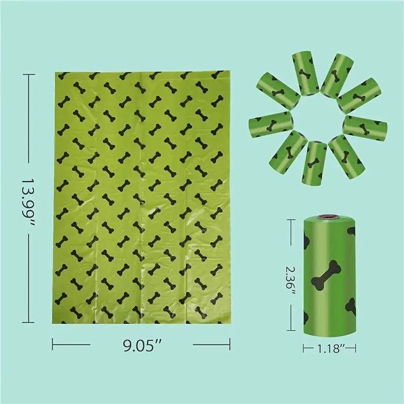 Degradable Bone Print Pet Poop Bag; Doggie Poop Bags; Dog Waste Bags - VINE GLOBAL