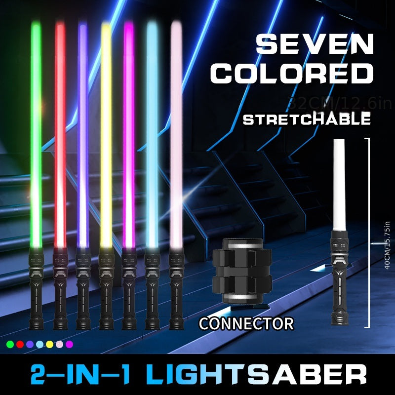 2 Colors Light Up Saber With FX Sound(Motion Sensitive); Star Wars Laser Saber; Realistic Handle For Kid; Expandable Light Swords Set For Halloween Dress Up Parties; Present - VINE GLOBAL