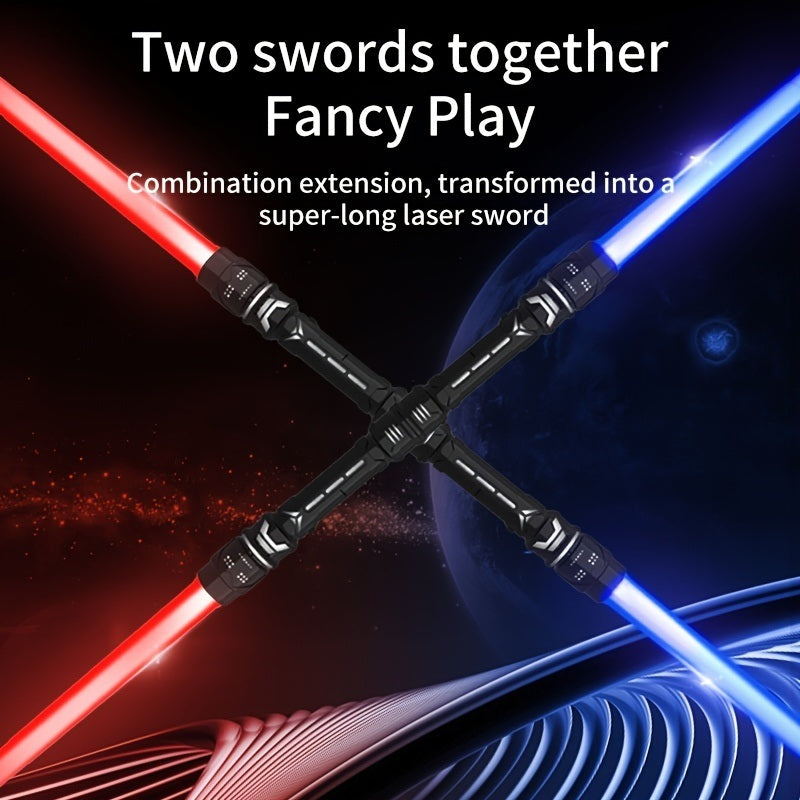 2 Colors Light Up Saber With FX Sound(Motion Sensitive); Star Wars Laser Saber; Realistic Handle For Kid; Expandable Light Swords Set For Halloween Dress Up Parties; Present - VINE GLOBAL