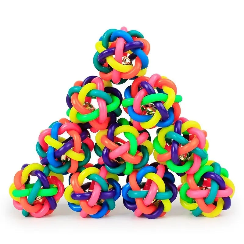 1pc Pet Chew Toys; Colorful Rubber Balls With Bell Bite Resistant Interactive Toy For Dogs & Cats - VINE GLOBAL