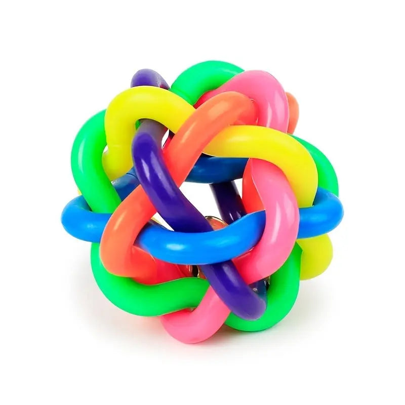 1pc Pet Chew Toys; Colorful Rubber Balls With Bell Bite Resistant Interactive Toy For Dogs & Cats - VINE GLOBAL