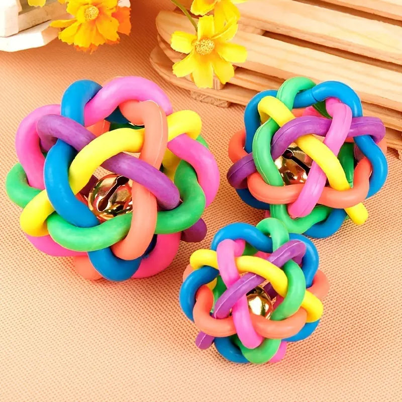 1pc Pet Chew Toys; Colorful Rubber Balls With Bell Bite Resistant Interactive Toy For Dogs & Cats - VINE GLOBAL