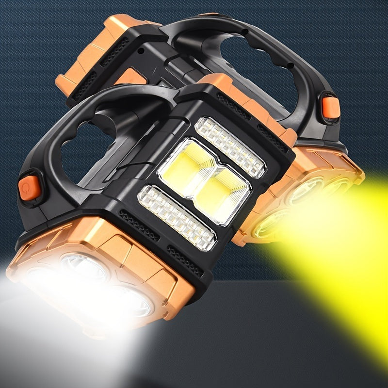 1pc Multifunctional Solar LED+COB Light With Handle; USB Charging Waterproof For Outdoor Camping Safety Emergency At Night - VINE GLOBAL