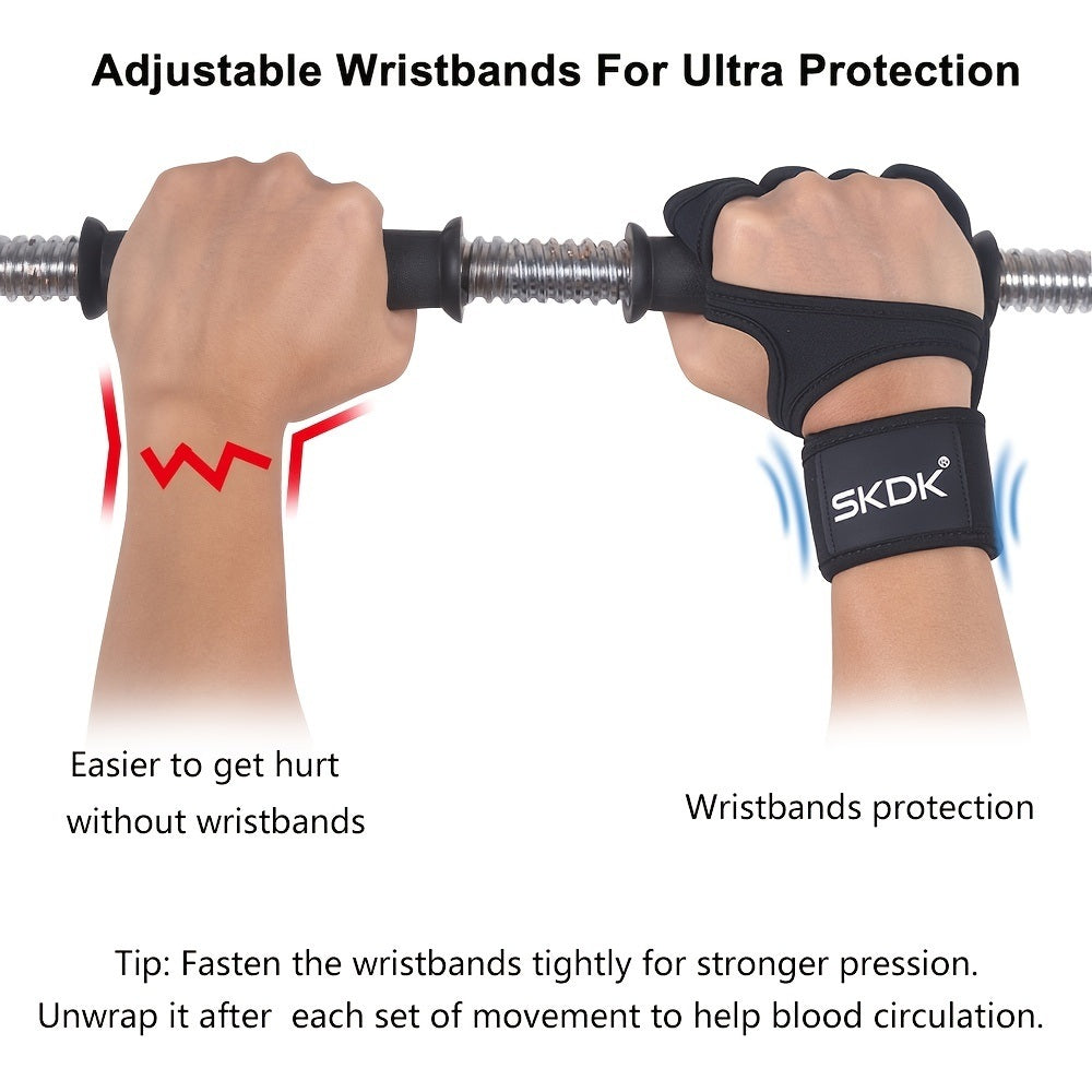 Weightlifting Fitness Gloves With Wrist Wraps; Silicone Gel Full Palm Protection; Gym Workout Gloves; Power Lifting Equipment - VINE GLOBAL