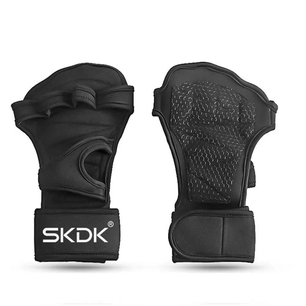 Weightlifting Fitness Gloves With Wrist Wraps; Silicone Gel Full Palm Protection; Gym Workout Gloves; Power Lifting Equipment - VINE GLOBAL